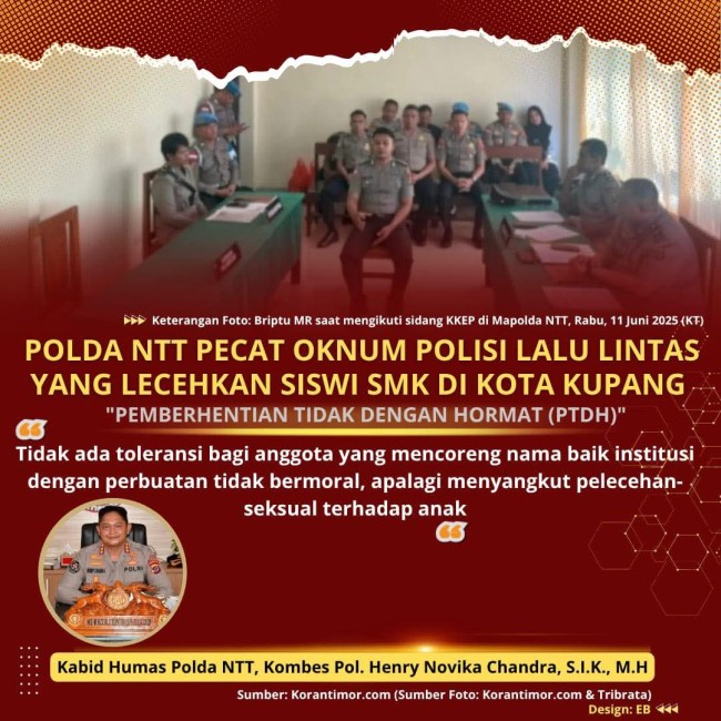 Sanksi Tegas Polda NTT: Oknum Polisi Pemerkosa Siswi SMK Dipecat Tidak Hormat!