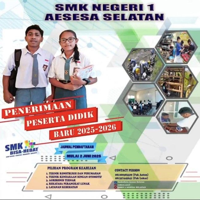 SMKN 1 Aesesa Selatan Ajak Lulusan SMP Bergabung: “Belajar dengan Praktek, Sukses dengan Keterampilan”