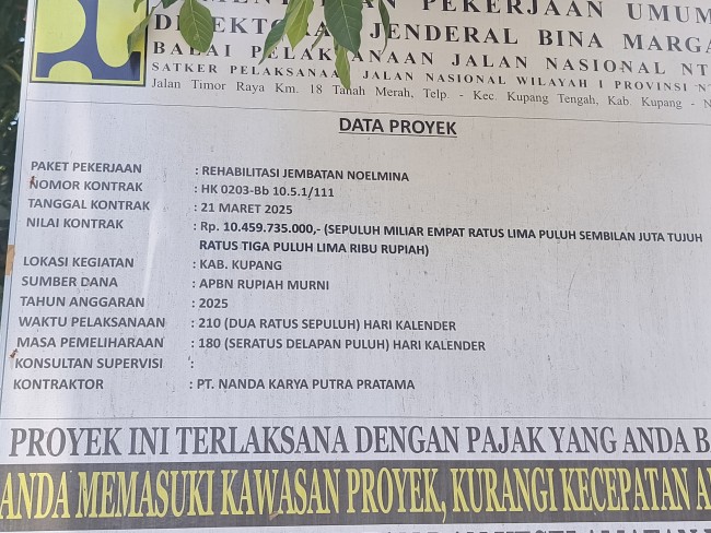 Paket Pekerjaan Rehabilitasi Jembatan Noelmina Capai 98 Persen