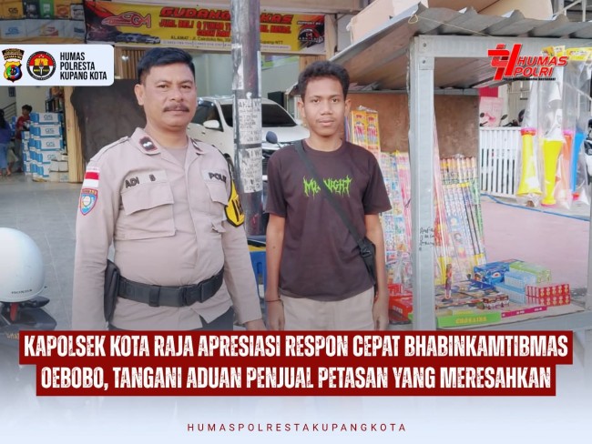 Bhabinkamtibmas Oebobo Dapat Apresiasi Usai Bergerak Cepat Tertibkan Penjual Petasan Meresahkan