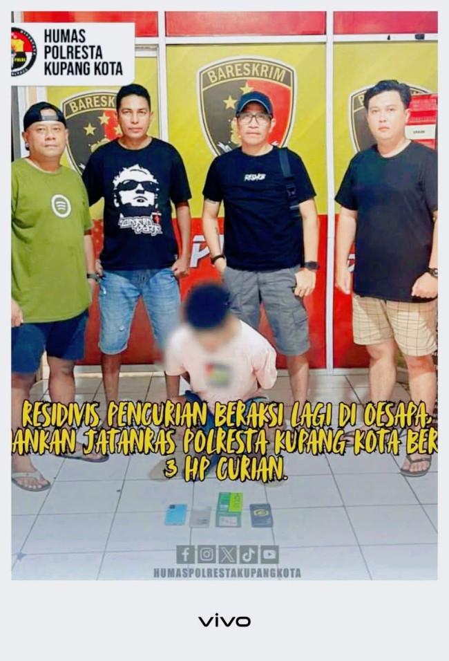 Residivis Pencurian Diciduk Jatanras Kupang Usai Gasak Tiga Ponsel Penghuni Kos