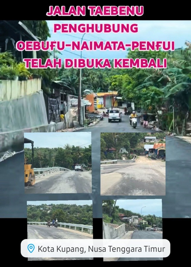 Jalan Taebenu Kembali Beroperasi, Infrastruktur Kota Kupang Tuntas Sebelum Akhir Tahun