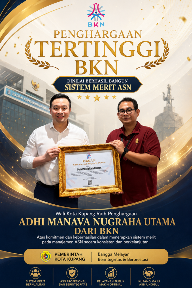 Wali Kota Kupang Raih Penghargaan Tertinggi BKN, Dinilai Berhasil Bangun Sistem Merit ASN