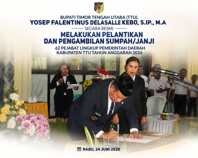 Bupati TTU Resmi Lantik 62 Pejabat Struktural dan Fungsional untuk Periode  2026