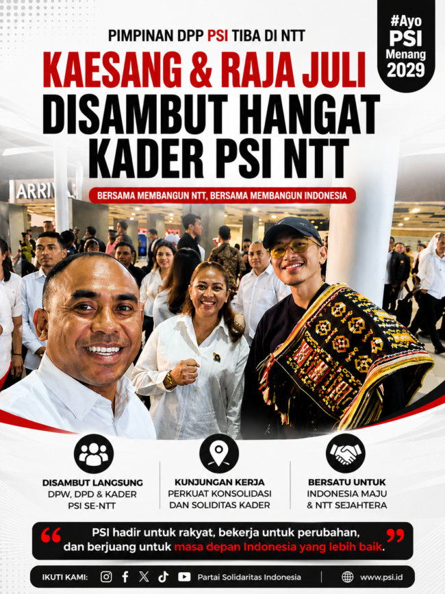 Kaesang Pangarep dan Raja Juli Antoni Tiba di NTT, PSI Konsolidasi Kader Sambut Kunjungan Jokowi