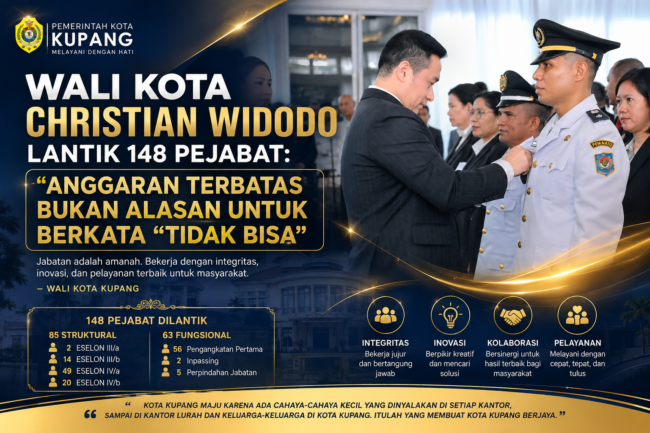 Wali Kota Christian Widodo Lantik 148 Pejabat: Anggaran Terbatas Bukan Alasan untuk Berkata “Tidak Bisa”