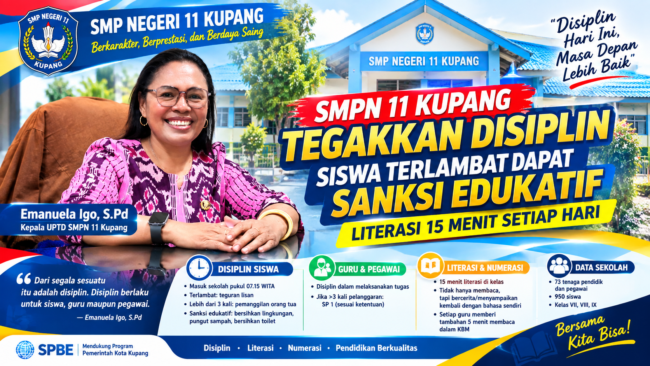 SMPN 11 Kupang Tegakkan Disiplin: Siswa Terlambat Dapat Sanksi Edukatif, Literasi 15 Menit Setiap Hari